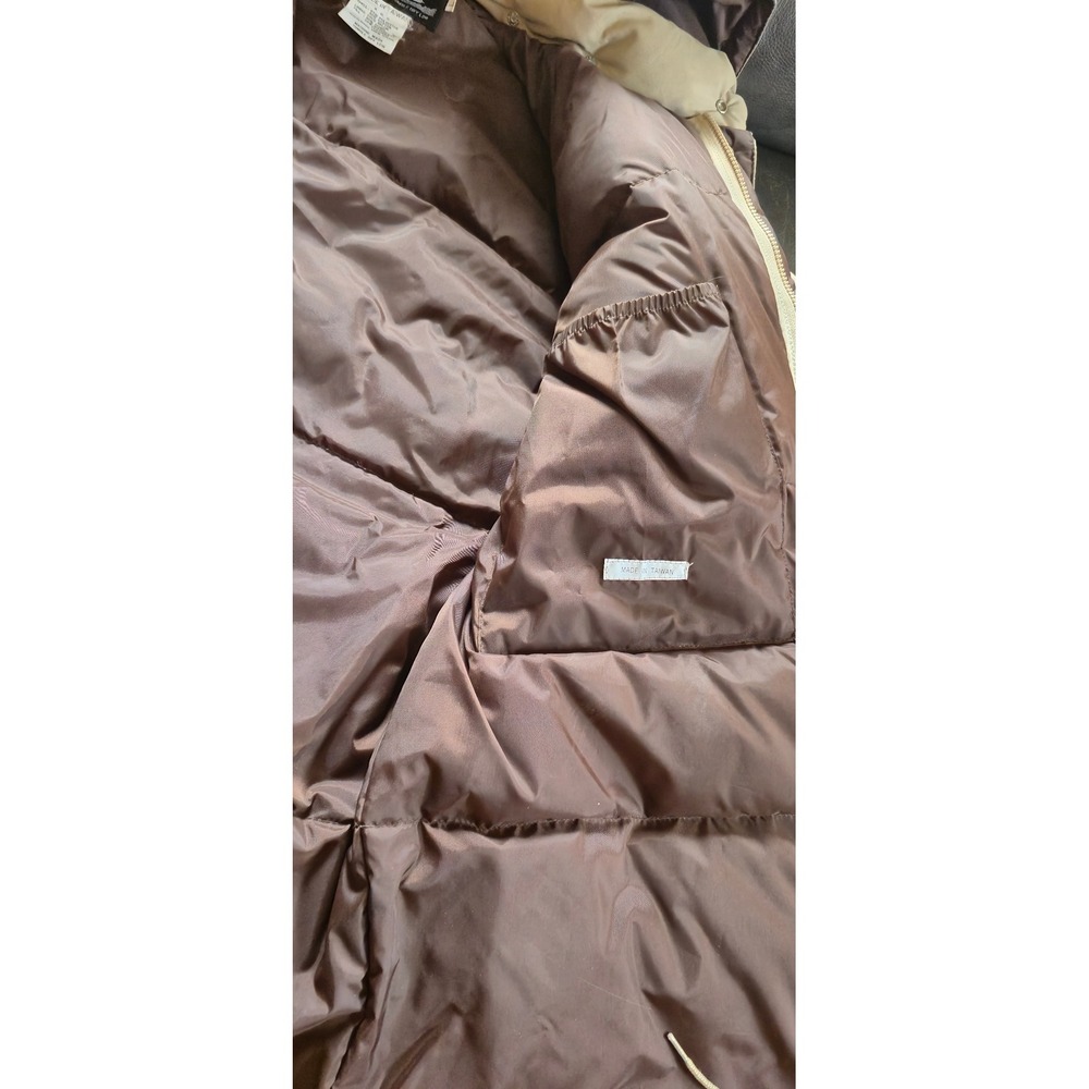 Vintage Alaska Safari Down Puffer Parka Jacket Tan Brown Hooded Mens Large Kemps - Picture 5 of 5